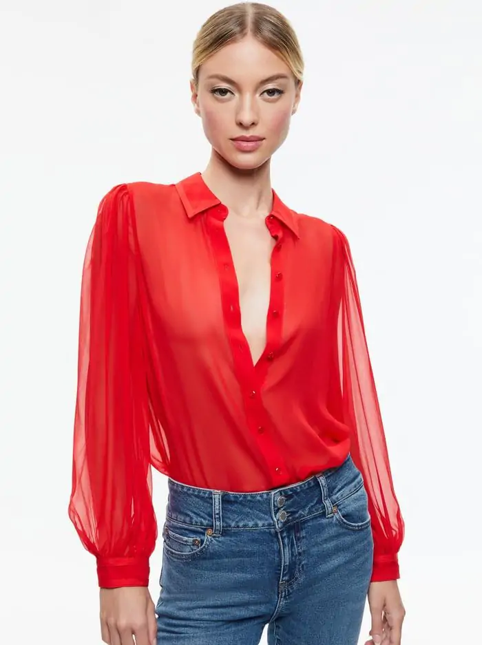 ROANNE BLOUSON SLEEVE BUTTON DOWN